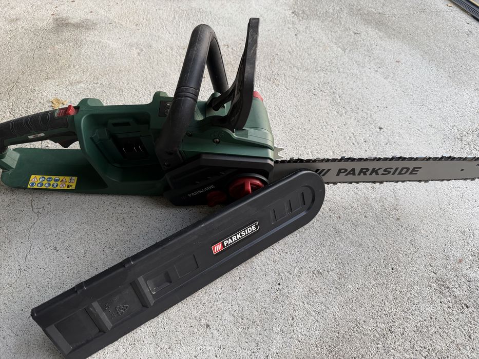 Fantastico motoserra a baterias parkside com apenas uma unica utilizac