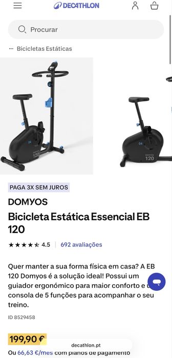 Bicicleta Estática Essencial EB 120 Domyos