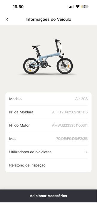 Bicicleta elétrica dobrável ADO AIR 20s 2026, Transmissão por Correia EBike, APP