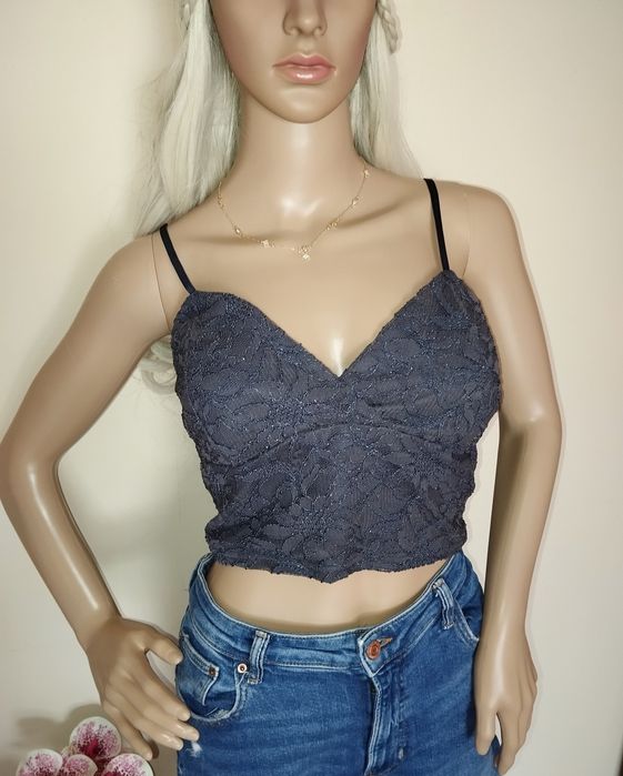 Top koronka na ramiączkach crop top bluzka bluzeczka