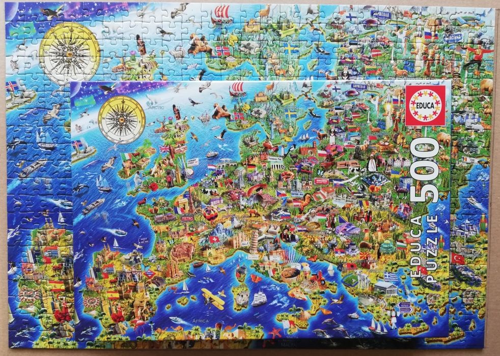Puzzle EDUCA Mapa Europa (Ilustrado) 500 Peças (Montado)