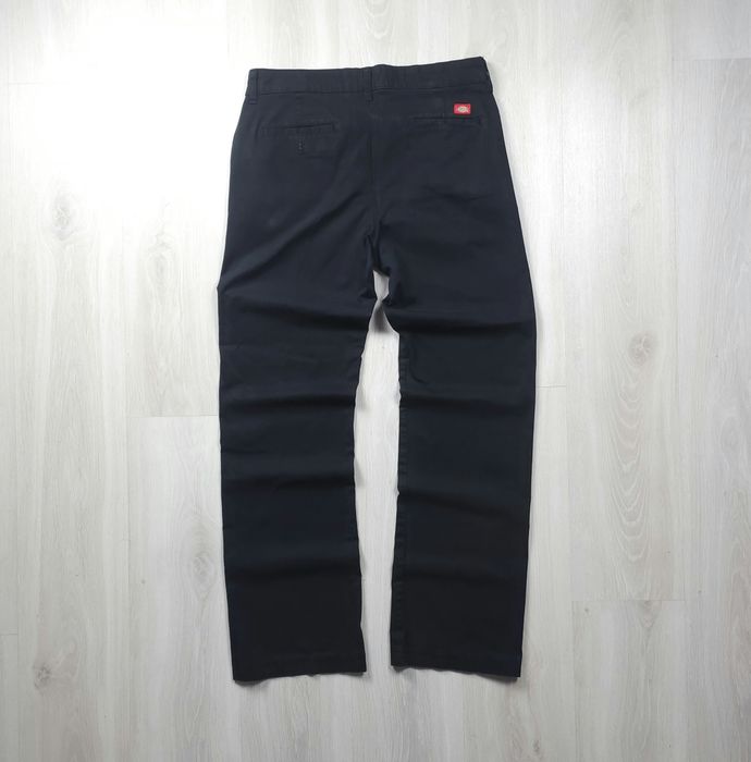 Calça de trabalho Dickies preta para mulher, corte direito, cintura mé