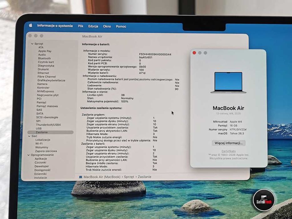 JAK NOWY MacBook Air 13 M4 16 GB 256SSD Silver Bat. 100% GW. 08.2026