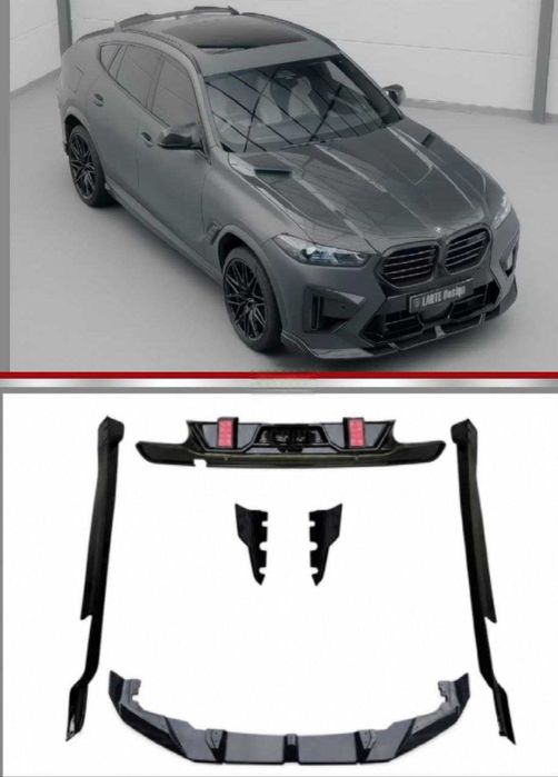 Комплект обвісу BMW X6M F96 у стилі Larte Design диффузор спойлер сплиттер губа пороги зеркала сплiтер
