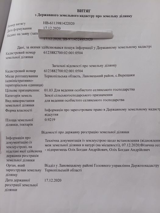 Продам земельну ділянку