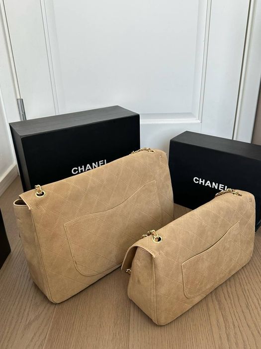 Замшевая люксова сумка  Шанель 26S Chanel, Chanel Maxi Flap Bag flap bag, Матьє Блазі, розмір 39*26 см та розмір 32*19 см