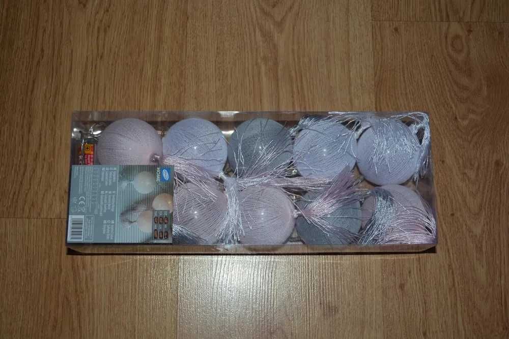 Nowy łańcuch girlanda lampki LED cotton balls z frędzlami Pepco