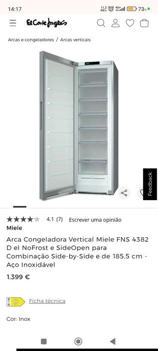 Arca congeladora Miele em inox