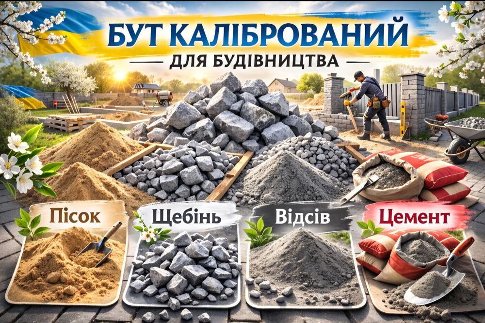 Бут писок щебень отсев цемент чернозем суппесок перегной