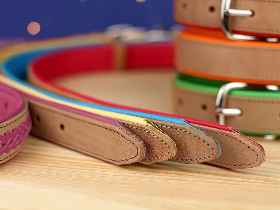 Ошейник Для Собак Кожаный Premium Акция Гравіювання Подвійна Шкіра