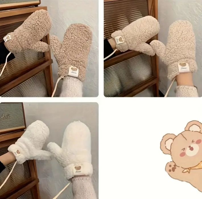 Рукавички тедді на хутрі