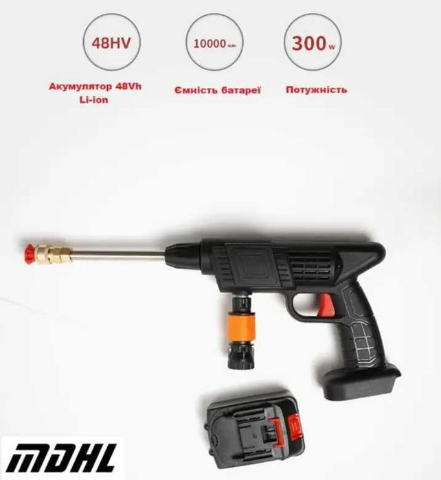 ОПТ ДРОП!!! Акумуляторна портативна автомийка високого тиску MDHL 48В з кейсом 2 АКБ