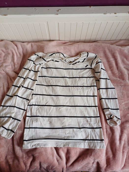 Kremowa bluzka Gatta S – w czarne paski, 100% poliamid Klasyczny wzór