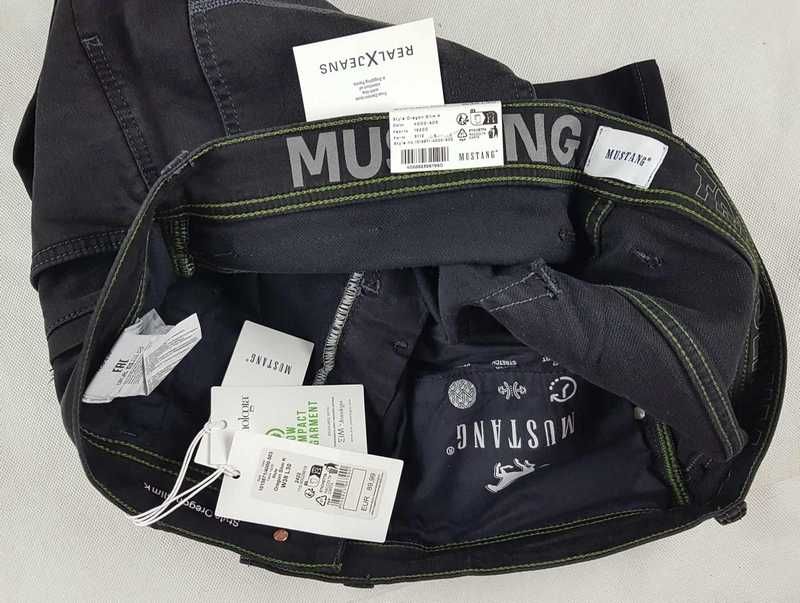 Męskie jeansy Mustang Oregon - Slim Low Regular czarne nowe - W38/L30