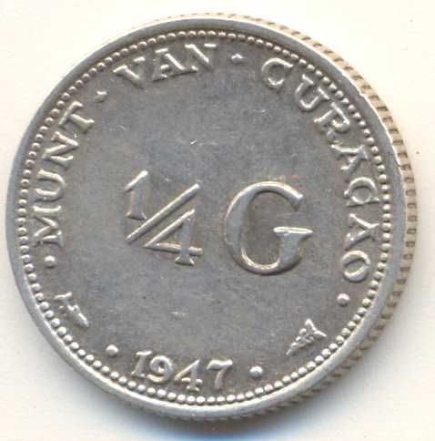 Curação 1/4 Gulden 1947 Prata