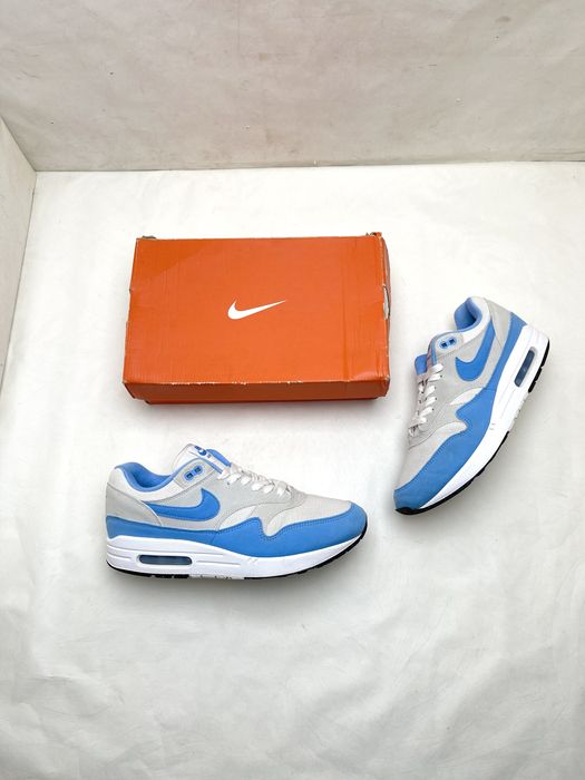 Кросівки Nike Air Max 1 University Blue розмір 42 27 см Білі Блакитні Топові чоловічі кроси Найк Аір Макс на літо весну в хорошому стані Drill style