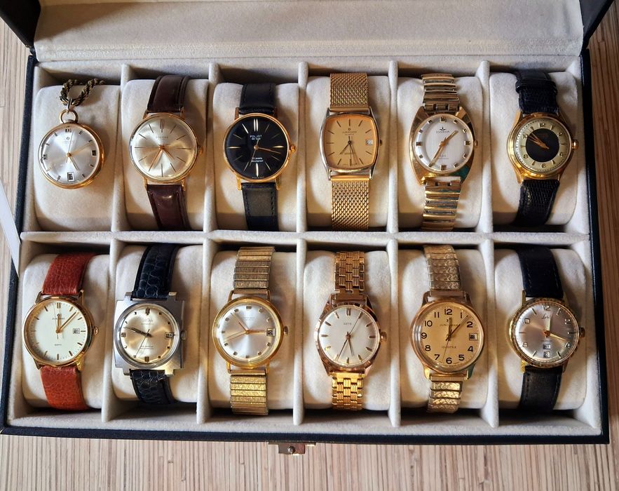 Kolekcja 12 szt naręcznych starych zegarków Bahdad, Junghans, Dugena