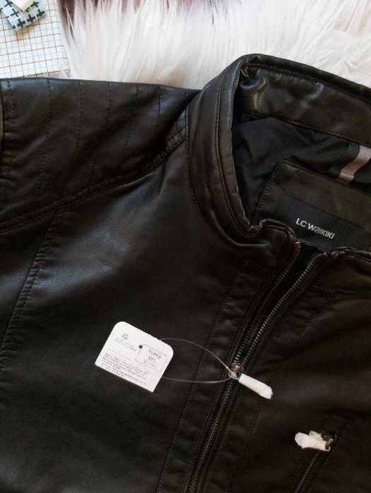 Куртка мужская, демисезонная кожаная, новая, XL   XXXL