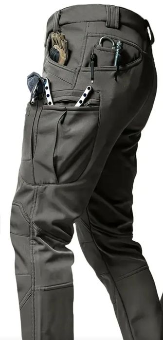 Тактичні зимові флісові штани сірі