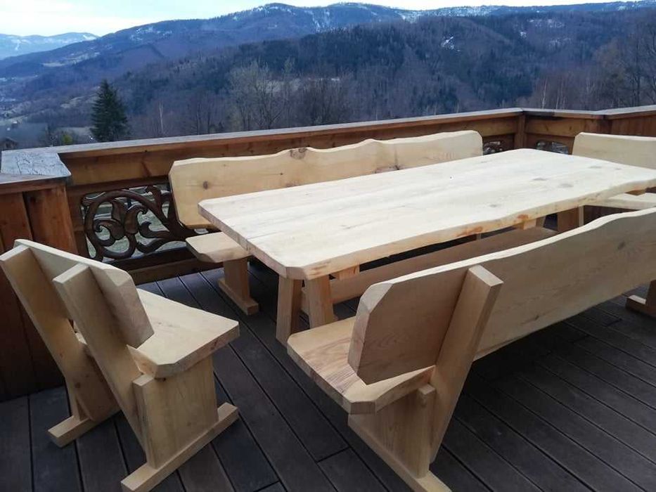 WYPRZEDAŻ! Góralskie Meble Ogrodowe z litego drewna, meble do ogrodu