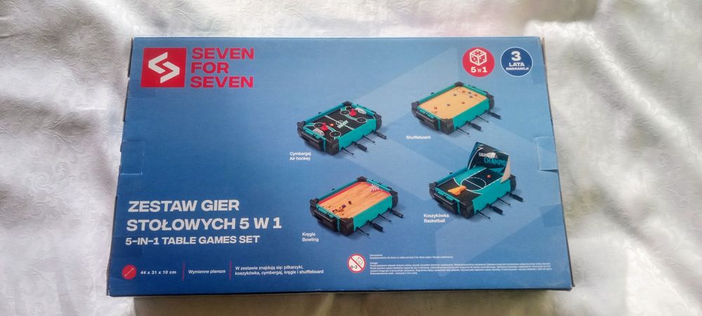 zestaw gier stołowych 5 w 1, piłkarzyki, cymbergaj, kręgle, koszykòwka