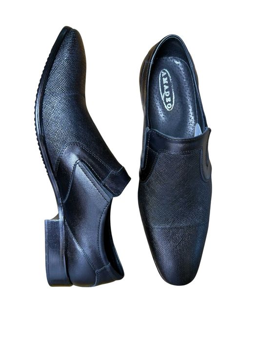 Męskie eleganckie półbuty wsuwane czarne 44 HW603WZ CZARNY