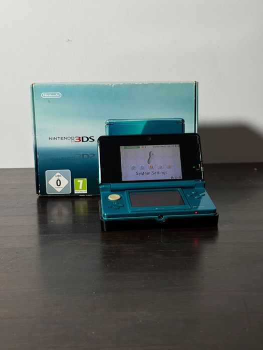Nintendo 3DS Aqua Blue CIB – Oryginalne pudełko + ładowarka
