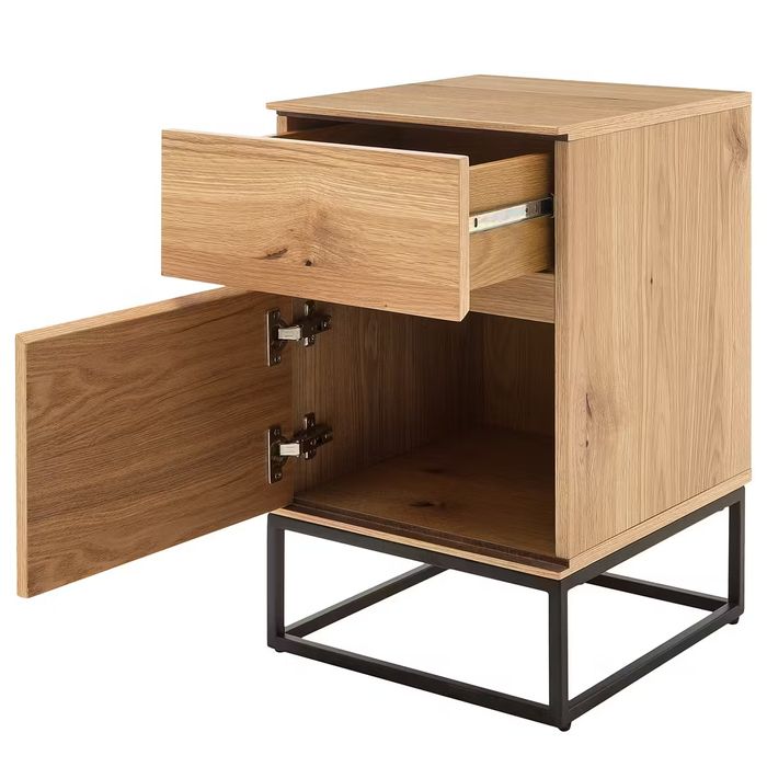 Szafka nocna loft – 2 szuflady, metalowy stelaż