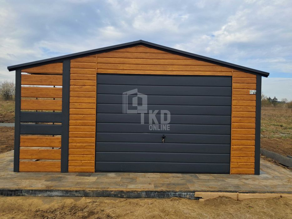 Garaż blaszany 4x5m + wiata 1x5m brama drzwi okno dach TKD269