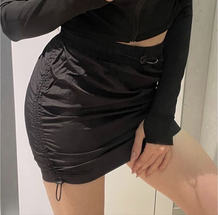 Карго спідниця чорна, плащевка, gorpcore