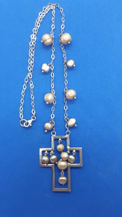 Колье серебро 925пр., жемчуг.