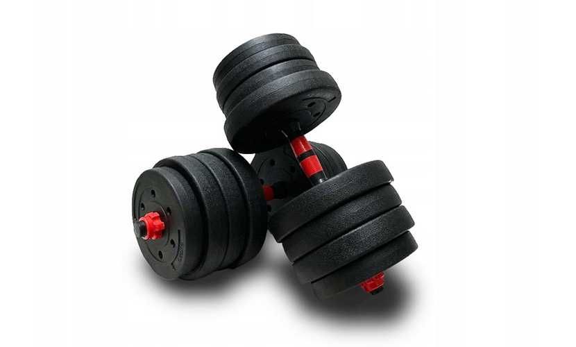 HANTLE REGULOWANE 2x15 zestaw 30kg bitumiczne talerze gryfy obciążenie