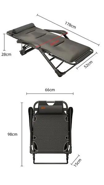 Розкладне крісло шезлонг садовий із подушкою WCG FCB-S06PС