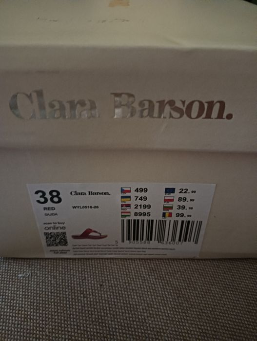 Klapki japonki 38 Clara Barson, nowe CCC, czerwone
