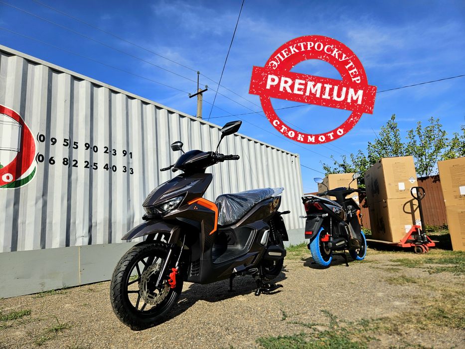 Электроскутер PREMIUM 2500ват.Литий-АКБ Большие колеса"14" Двухместный электроскутер V3  stokmoto стокмото кросер crosser v3 tr1 tr5 cr21 cr13 v1