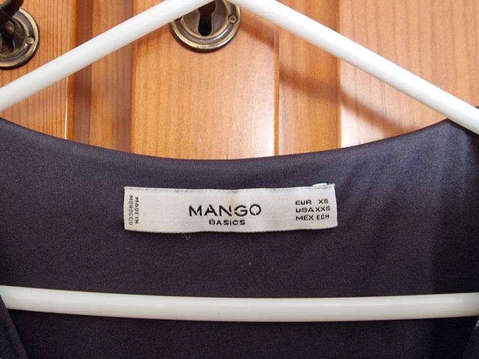 Vestido executivo azul escuro com riscas Mango, tamanho XS