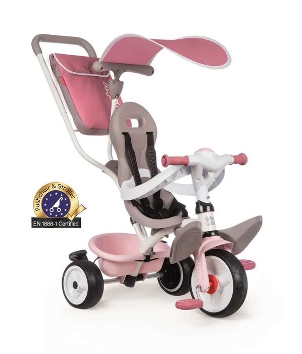 Дитячий велосипед Smoby Toys металевий з козирком, багажником і сумкою