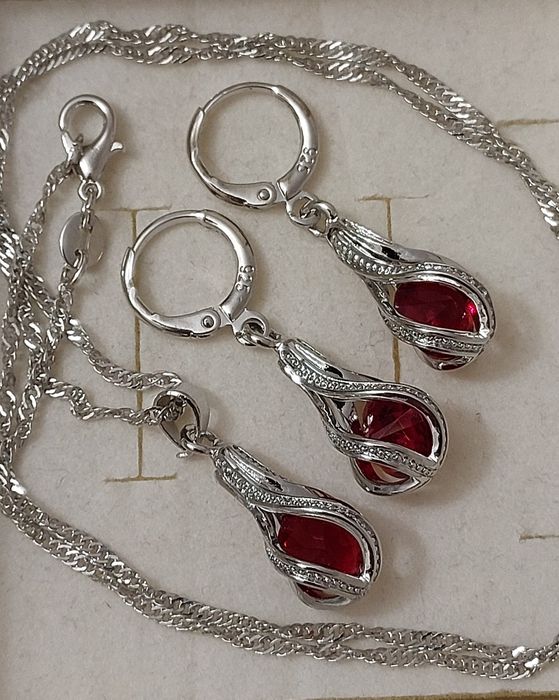 Elegancki Srebrny komplet biżuterii 925 WYPRZEDAŻ