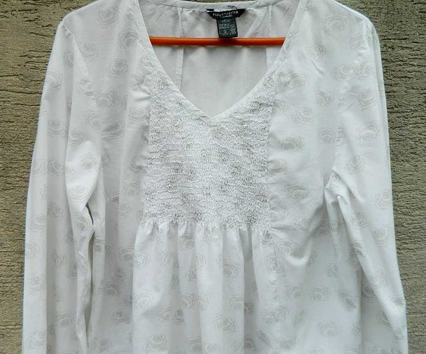 Luźa, szeroka bluzka, tunika, kremowe róże, bawełna  42/44