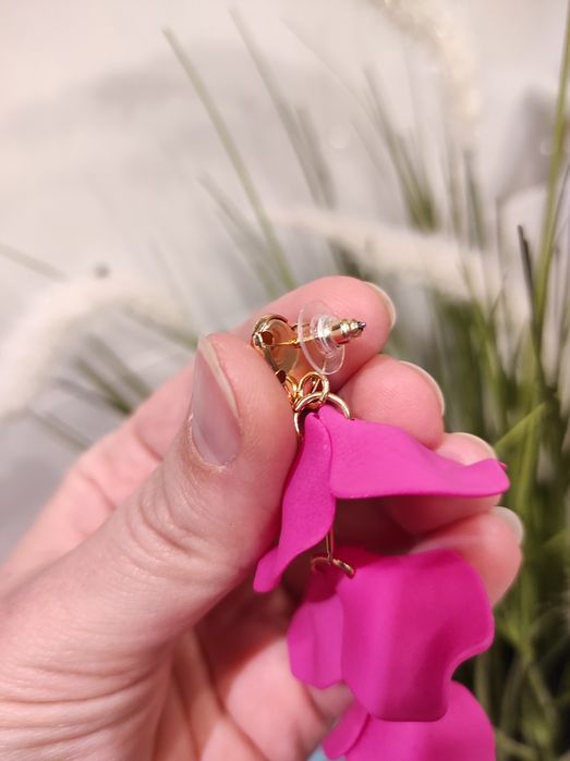 Kolczyki wiszące różowe