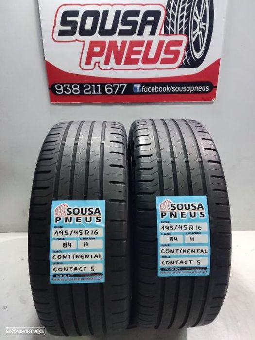 2 pneus semi novos 195-45r16 continental - oferta dos portes