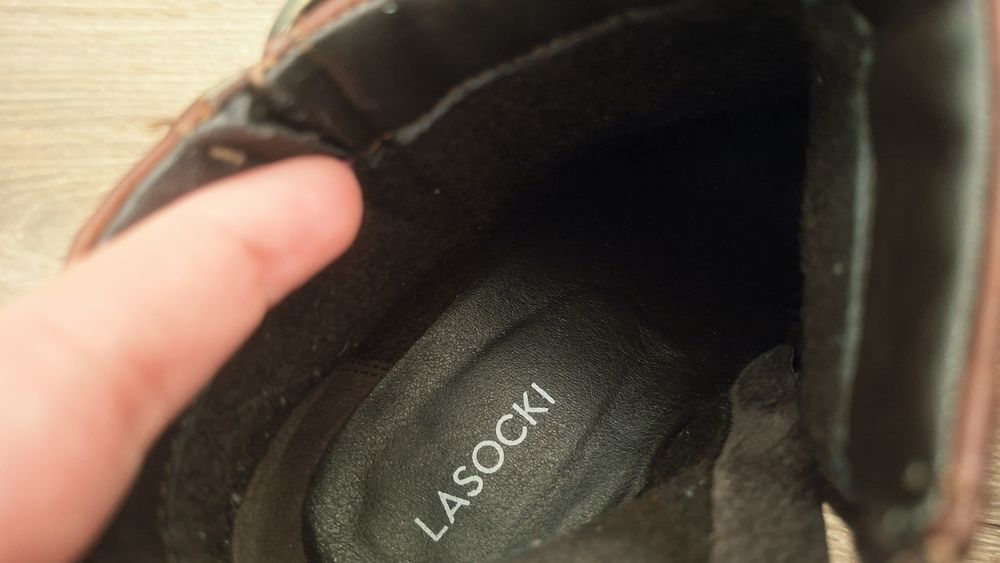 Skórzane botki lasocki 39 brązowe