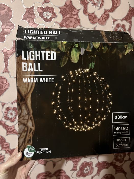 Світлодіодна куля 30 см світлова куля тепле світло з таймером