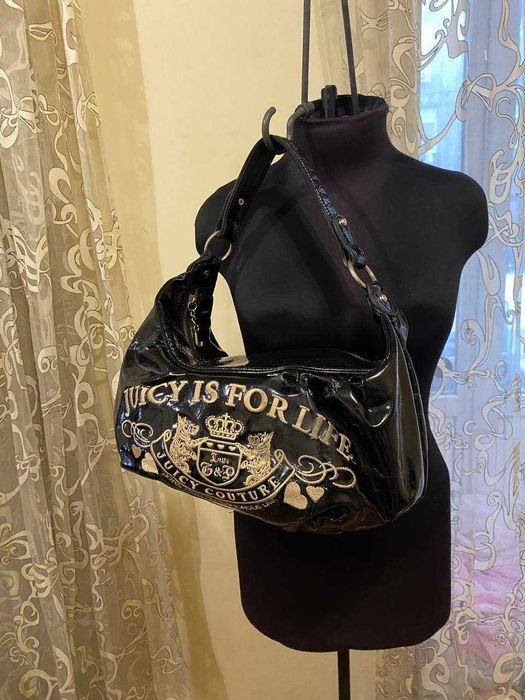 Juicy Couture оригинал сумка лаковая черная / большая вышивка