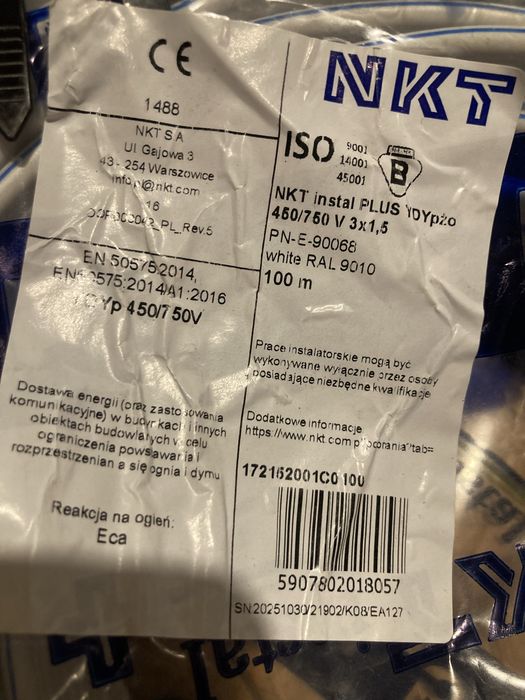 Przewód ydyp 3x1.5 drut