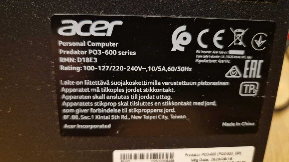 Komputer gamingowy Acer Predator Orion 3000 (PO3-600) - i5, GTX1650