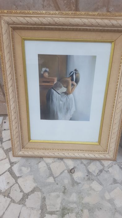 4 quadros  com bonita moldura  em madeira  para  decoração