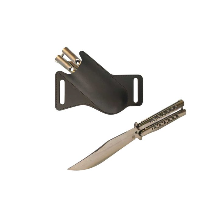 Nóż Motylkowy Balisong 24,5cm Nitowany plus Skórzana Kabura na Pasek