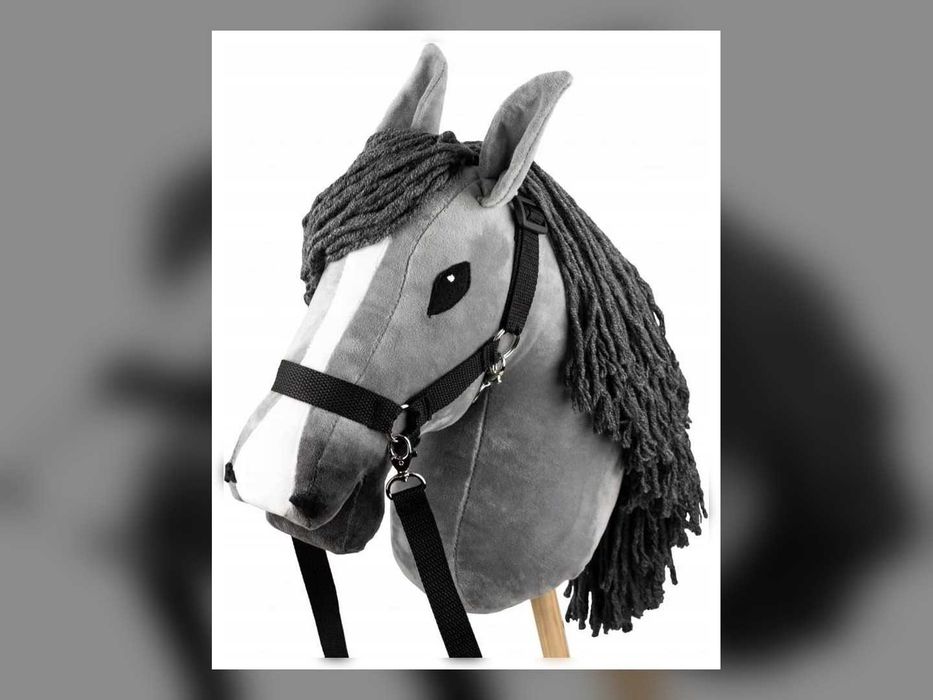 Szary Hobby Horse A3 Skippi - koń na kiju ręcznie wykonany