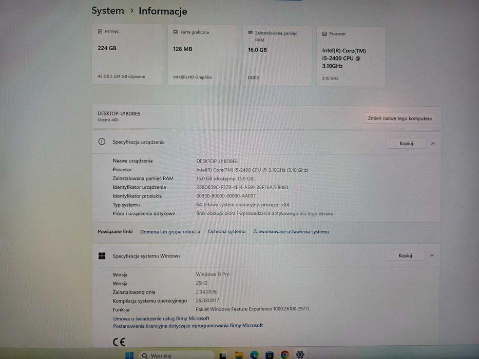 Komputer Dell Vostro 460 MT